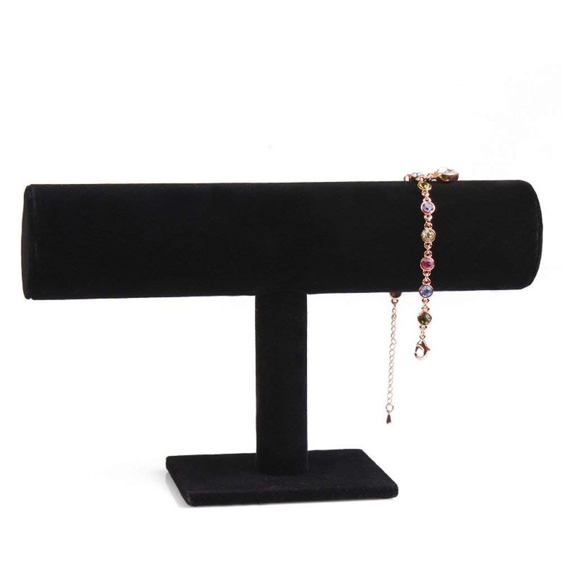 ChezMax Necklace Jewelry Display Jewelry Stand Hovering T-Bar Bracelet Holder for Home Organization, Black Velvet - Image 2